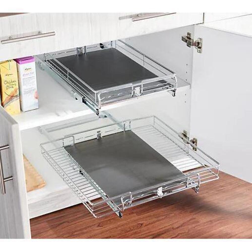 Pop-It Expanding Sliding Cabinet Organizers Liners Black -Set of 2